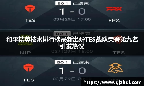 和平精英技术排行榜最新出炉TES战队荣登第九名引发热议